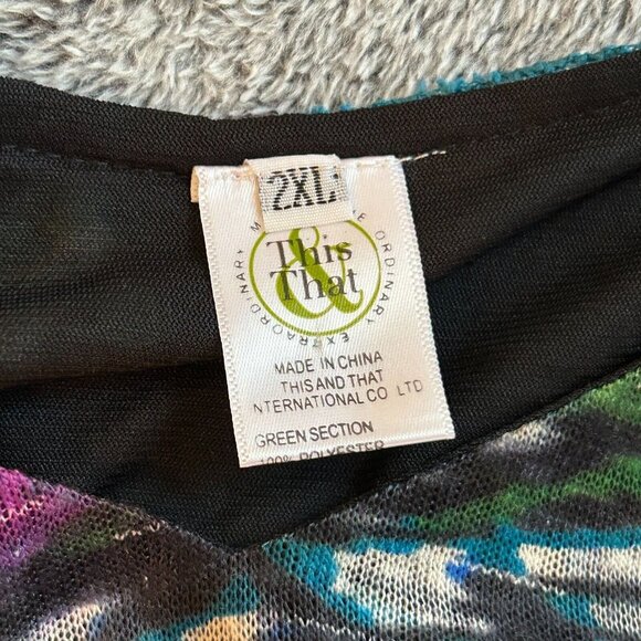 THis That Mixed Media Top 2XL Wool Blend Art Boho Abstract Patchwork Lace 17534 - Picture 5 of 9